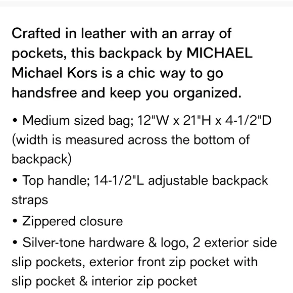 Michael Kors Black Medium Leather Backpack. New - Picture 4 of 5